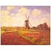 Tulips in a field by Claude Monet-Framed 24x32 Canvas Art - Home and Garden Wall Decor