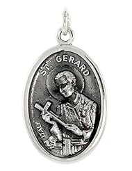 Sterling Silver Saint Gerard Medal Charm 1 X 5/8 inch (24 mm X 16 mm).