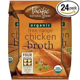 Pacific Natural Foods Organic Free Range Chicken Broth, 8-Ounce Pouches (Pack of 24)