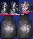 5pc Combo Jasmine Becket Fairy Pixie Front Car Floor Mats Seat Covers Steering Wheel Cover