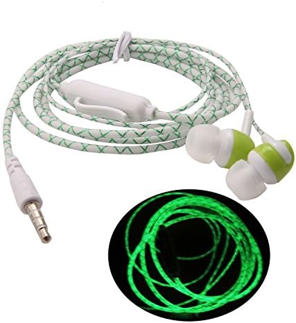 TANZHI Fluorescent Headphones Glow in The Dark Earphone Luminous Neon Headset With Microphone Night Lighting For Mobile Phone PC (Green)