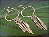 Oval Chime Large Earrings in Gold or Silver with Aquamarine and Jade