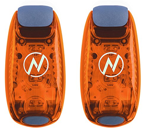LED Safety Light (2 Pack) + FREE Bonuses | Clip On Strobe/Running Lights for Runners, Dogs, Bike, Walking | The Best High Visibility Accessories for Your Reflective Gear, Bicycle etc (Orange)