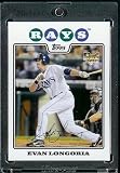 Evan Longoria RC - Rookie Card - Tampa Bay Rays - 2008 Topps Updates & Highlights Baseball Card in Protective Screw Down Display Case!