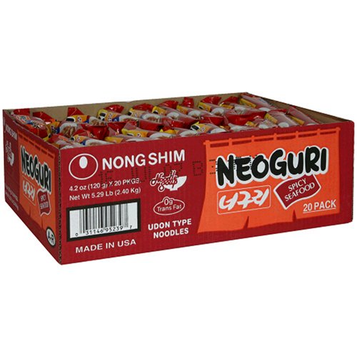 Nong Shim Neoguri Spicy Seafood Noodle Ramyun, 20-Count, 4.2-Ounce Packages (Pack of 2)