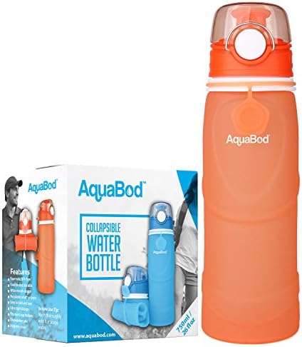 Aquabod Collapsible Water Bottle - BPA Free, 26oz, Leak Proof Silicone Foldable Sports Water Bottle, The Smart Hydration Solution