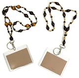 Wooden Beads 36" Badge Holder Lanyard Neck Strap (2-Pack)