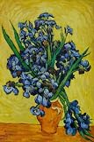 Art Reproduction Oil Painting - Van Gogh Paintings: Irises in a Vase - Large 24 X 36 - Hand Painted Canvas Art