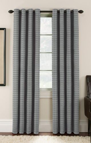 Window Accents Lynette Geometric Jacquard Blackout Grommet Panel, 40-Inch by 63-Inch, Charcoal