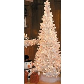 6.5' White Slim Pencil Siberian Pre-Lit Artificial Christmas Tree - Clear Lights
