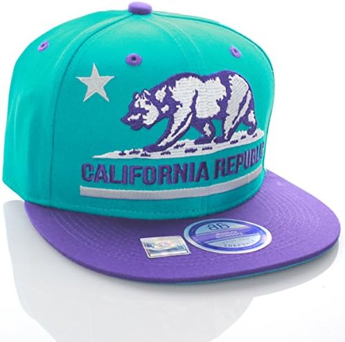 California Republic Flat Bill Vintage Style Snapback Hat Cap