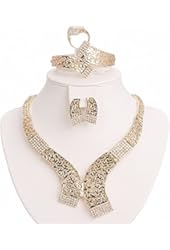 BiLiBiLi 18K Gold Plated Exotic Jewelry Sets for Women Party Wedding Costume Necklace Bracelet Earrings Ring