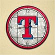 Texas Rangers MLB Art Glass Clock