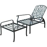 Darlee Elisabeth Patio Deep Seating Reclining Lounge Chair And Ottoman - Antique Bronze