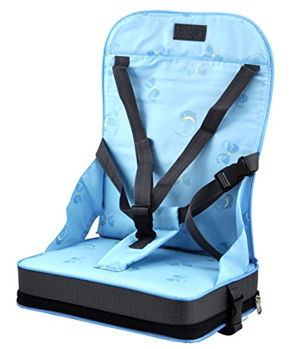 Foldable Baby Booster Seat Travel High Chair Portable Car Table Toddlers Child (blue)