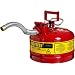 Justrite AccuFlow 7225130 Type II Galvanized Steel Safety Can with 1" Flexible Spout, 2.5 Gallons Capacity, Red
