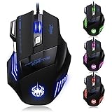[New Version] Zelotes 7200 DPI 7 Buttons LED Optical USB Wired Gaming Mouse Mice for Gamer PC MAC
