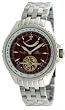 Adee Kaye Men's 35 Jewels Automatic Open Heart Tourbillon Power Reserve Watch Model AK-1097(Brown Face)