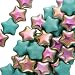 Czech Glass Beads Green Turquoise Vitrail Stars 12mm (10 Beads)