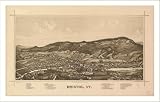 FRAMED Historic Bristol, Vermont, c. 1889, Bird's Eye View Map (S) (WS)