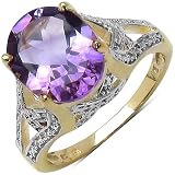 3.20 Carat 14K Gold Plated Genuine Amethyst Sterling Silver Ring