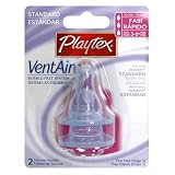 Playtex Vent Aire Bubble Free Feeding Nipples, Stage 2 - Fast Flow 2 silicone nipples