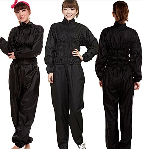 New Fashion Women's Sauna Sweat Track Suit Weight Loss Slimming Gym (black, XL suitable for weight: 132lbs-154lbs)