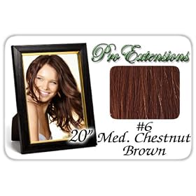 20" Inch #6 Medium Chestnut Brown Pro Extensions Premier REMI Human Hair Extensions