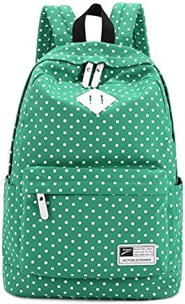 Polka Dot Canvas Unisex Women and Man Canvas Rucksack Casual Daypack Backpack Laptop Backpack College Bookbag Book Tote Bag for Teens Students