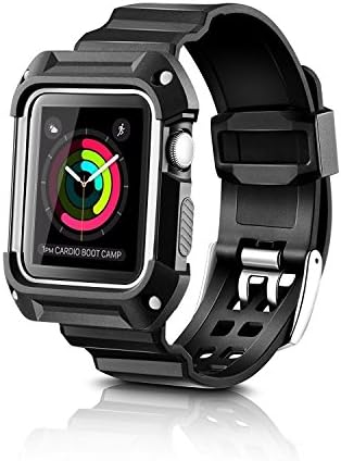 Apple Watch 38mm Series 2 Sport Band and Case for iWatch Series 2, iMiWell Rugged Armor Protective Resilient Shock Case with Strap Bands for Apple iWatch Edition 2015 2016 (38mm White)