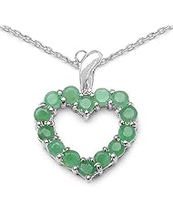 0.98 Carat Genuine Emerald 925 Sterling Silver Heart Pendant