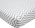 American Baby Company 100% Cotton Percale Fitted Portable/Mini Crib Sheet, Zigzag Grey