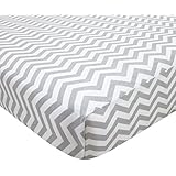 American Baby Company 100% Cotton Percale Fitted Portable/Mini Crib Sheet, Zigzag Grey