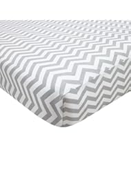Baby Product: American Baby Company 100% Cotton Percale Fitted Portable/Mini Crib Sheet, Zigzag Grey - American Baby Company