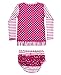 RuffleButts Infant / Toddler Girls Berry Striped Polka LS Rash Guard Bikini