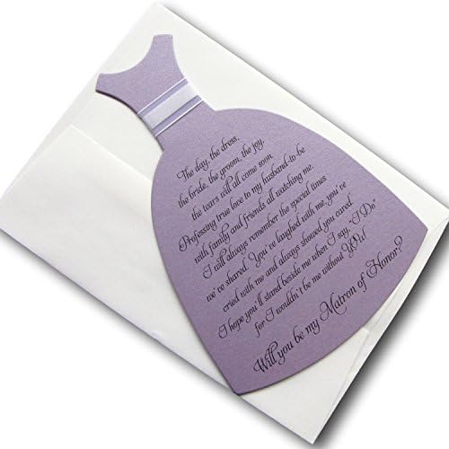 Will You Be My Matron of Honor Invitation Dress Shaped (Purple)