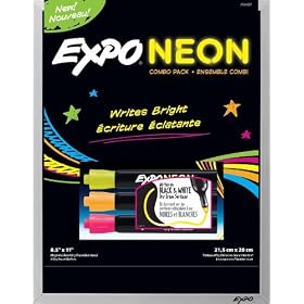 Sanford Expo Neon Markers & Magnetic Dry Erase Black Board Combo Pack (1764037)