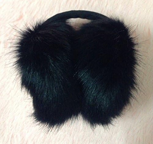 DEETTO Faux Rabbit Fur Earmuff Ear muffs Warmers Earflap (Black)