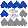Microfiber Cleaning Cloths - 10 Colorful Cloths and 2 White ECO-FUSED Cloths - Ideal for Cleaning Glasses, Spectacles, Camera Lenses, iPad, Tablets, Phones, iPhone, Android Phones, LCD Screens and Other Delicate Surfaces (Blue / Grey)