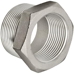 Merit Brass K614-0806 Hex Bushing, 1/2" X 3/8" NPT Male X Female, Class 150 316 Stainless Steel Cast Pipe Fitting