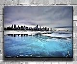 Frozen Cityscape Canvas Art - Chunky Canvas Art Print - Wall Art - Wall Decor - Framed Ready to Hang (30 x 20)