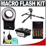 Cobra Macro Close-up Ring Light Flash + Batteries & Charger + Tripod + Adapter for Sony Alpha DSLR A33, A35, A55, A290, A390, A230, A550, A560, A580, A850 Digital SLR Cameras