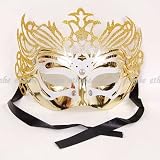 Halloween Costume Mardi Gras Mask Diamante Gold