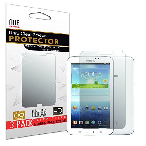 SAMSUNG GALAXY TAB 3 SCREEN PROTECTOR, Nue Design Cases TM Tab 3 (7.0) Screen Protector Anti-Glare, Anti-Scratch, Anti-Fingerprint HD Clear Film (Invisible) [3 PACK]