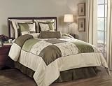 Chezmoi Collection 7 Pieces Beige with Green and Brown Embroidery Floral Patchwork Design Comforter Set / Bed in a bag Queen Size Bedding 51xl%2BHBdcwL. SL160 Chezmoi Collection 7 Pieces Beige with Green and Brown Embroidery Floral Patchwork Design Comforter Set / Bed in a bag Queen Size Bedding