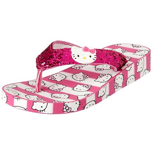 Hello Kitty Kids Glitter Flip Flops for Girls