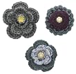 Handmade Acrylic Flower Pins or Broches - Qty 3 - One-of-a-kind Collection (100% Crocheted By Hand)
