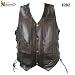 Xelement Mens Retro 10 Pocket Brown Buffalo Leather Vest
