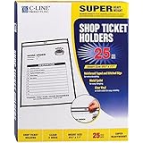 C-Line Stitched Shop Ticket Holders, Both Sides Clear, 8.5 x 11 Inches, 25 per Box (46911)