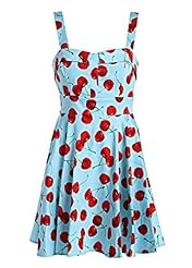 General Print  Vintage Summer Cotton/Spandex Full-Skirt  Dress With a Bow(s)
